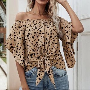 Allover Print Off Shoulder Blouse